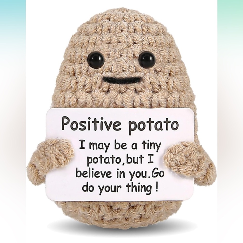 NWT Mini Funny Positive Potato, 3” Knitted Doll with Card (Positive Potato)